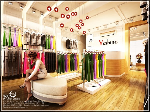 Thiết kế, thi công nội thất shop thời trang Yoshino Giảng Võ