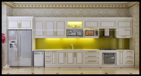 Thiết kế nội thất phòng bếp cổ điển 